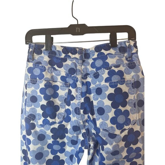 ZARA Size 6 Blue Floral Print Cotton Jeans - Picture 3 of 14